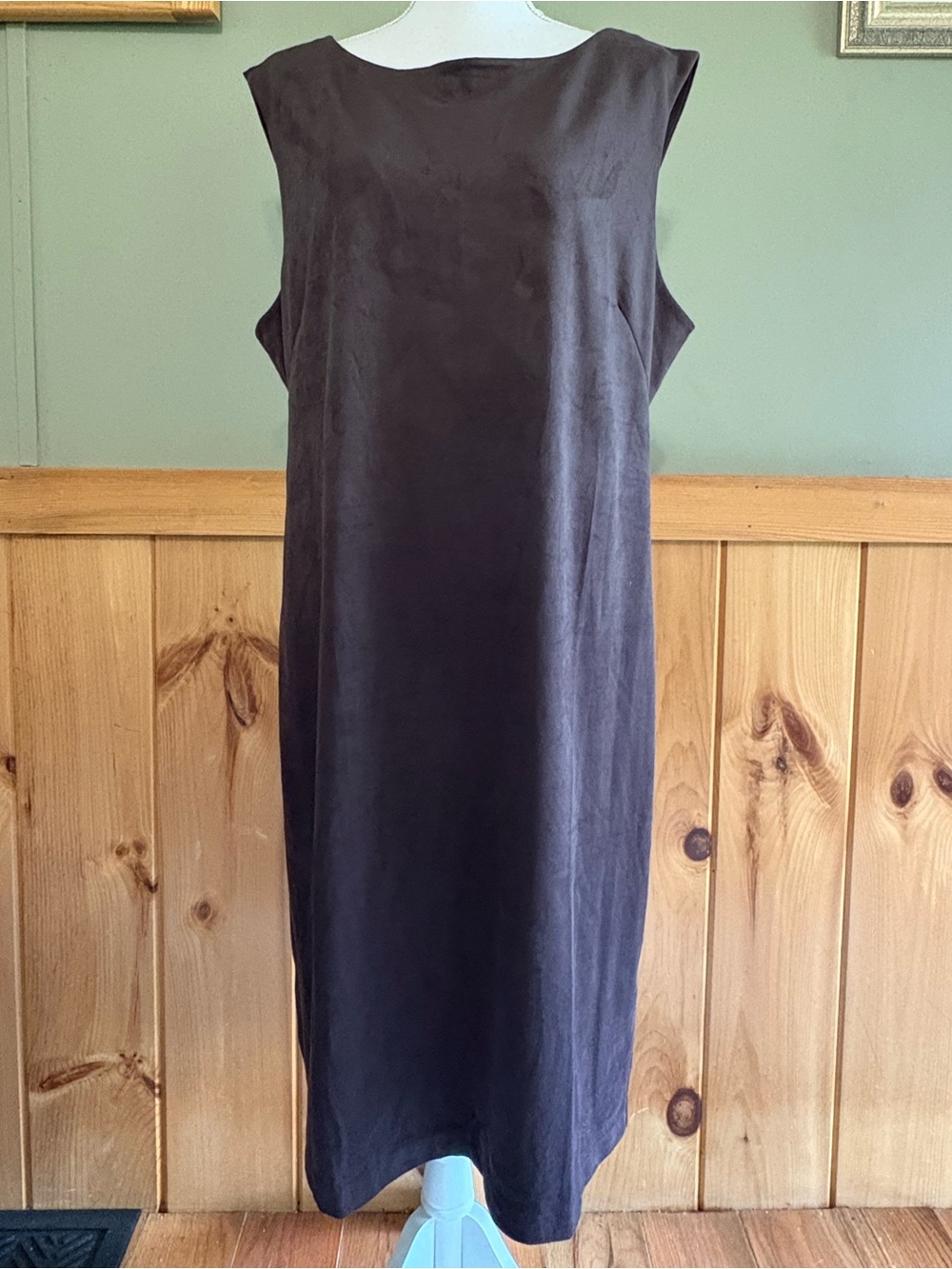 Banana Republic Suede Sleeveless Chocolate Brown Shift Dress size XL